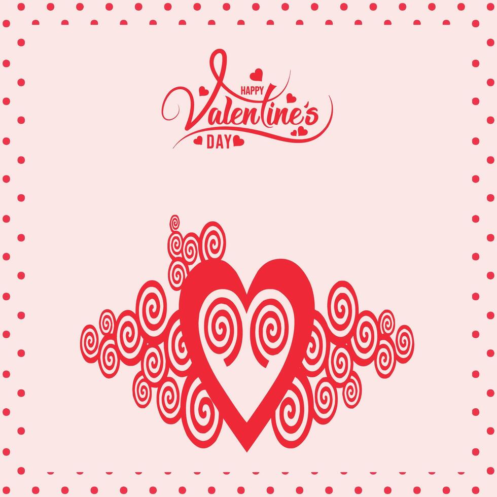 valentine's day card with heart and swirls vector