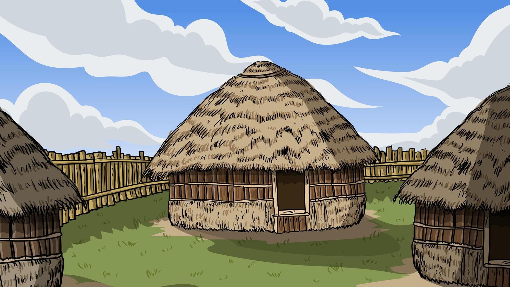 Rumah Honai Papua 6L kel 5 vector