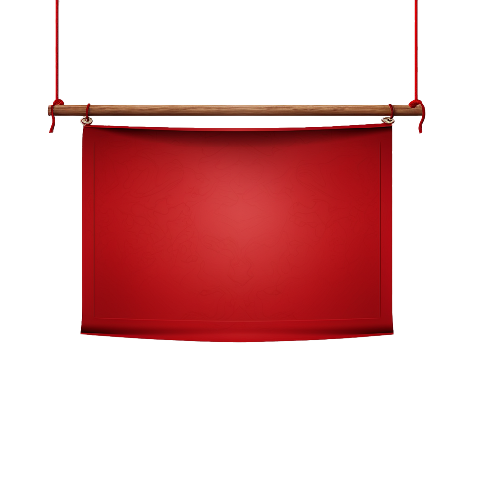 AI generated Realistic fabric banner hanging on ropes png isolated on transparent background