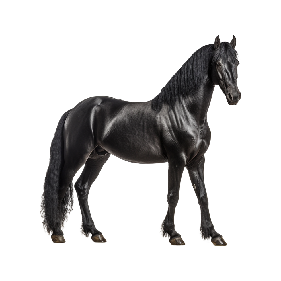 AI generated A black horse isolated on transparent background png