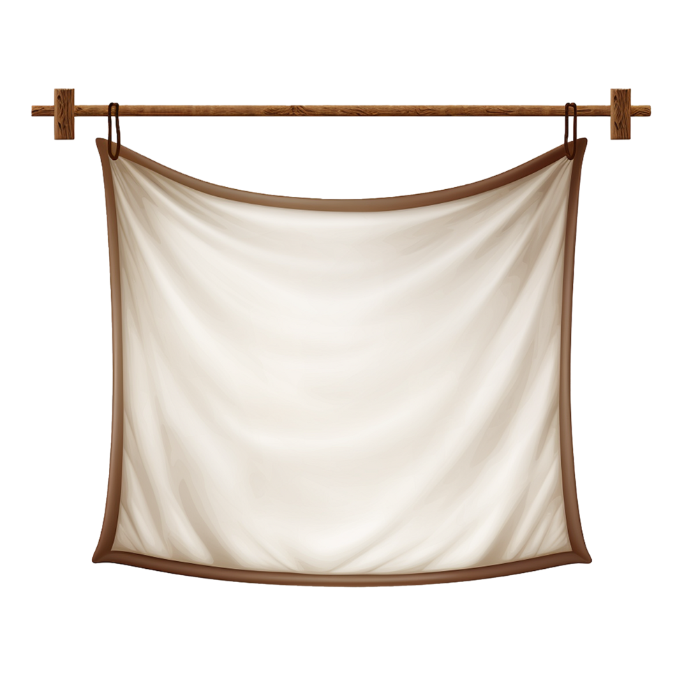 AI generated Realistic fabric banner hanging on ropes png isolated on transparent background