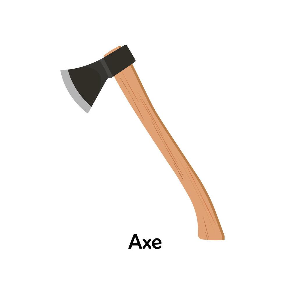 Axe color illustration flat vector. Work tool for woodcutter, woodman. DIY tool. Gardening tool vector