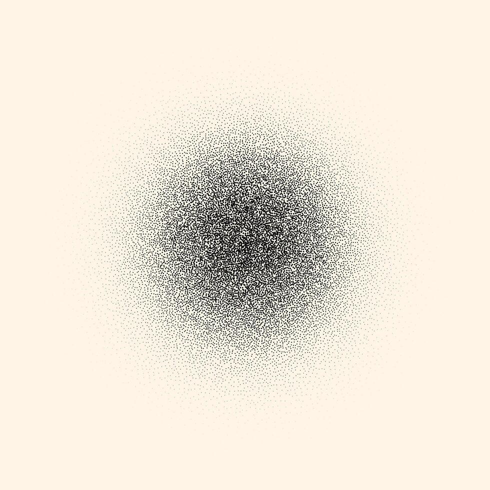 Round grainy vector background. A round translucent spot with a black halftone noise effect on a white isolated background.