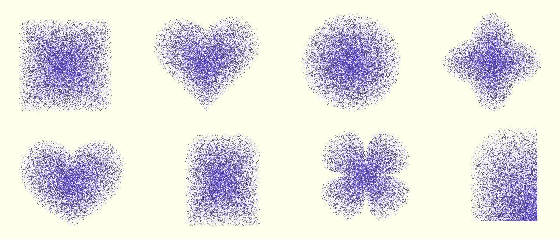 vector ilustración de borroso, degradado formas con ruido efecto. borroso aura elementos de flor o corazón, cuadrado, arco en aislado antecedentes.