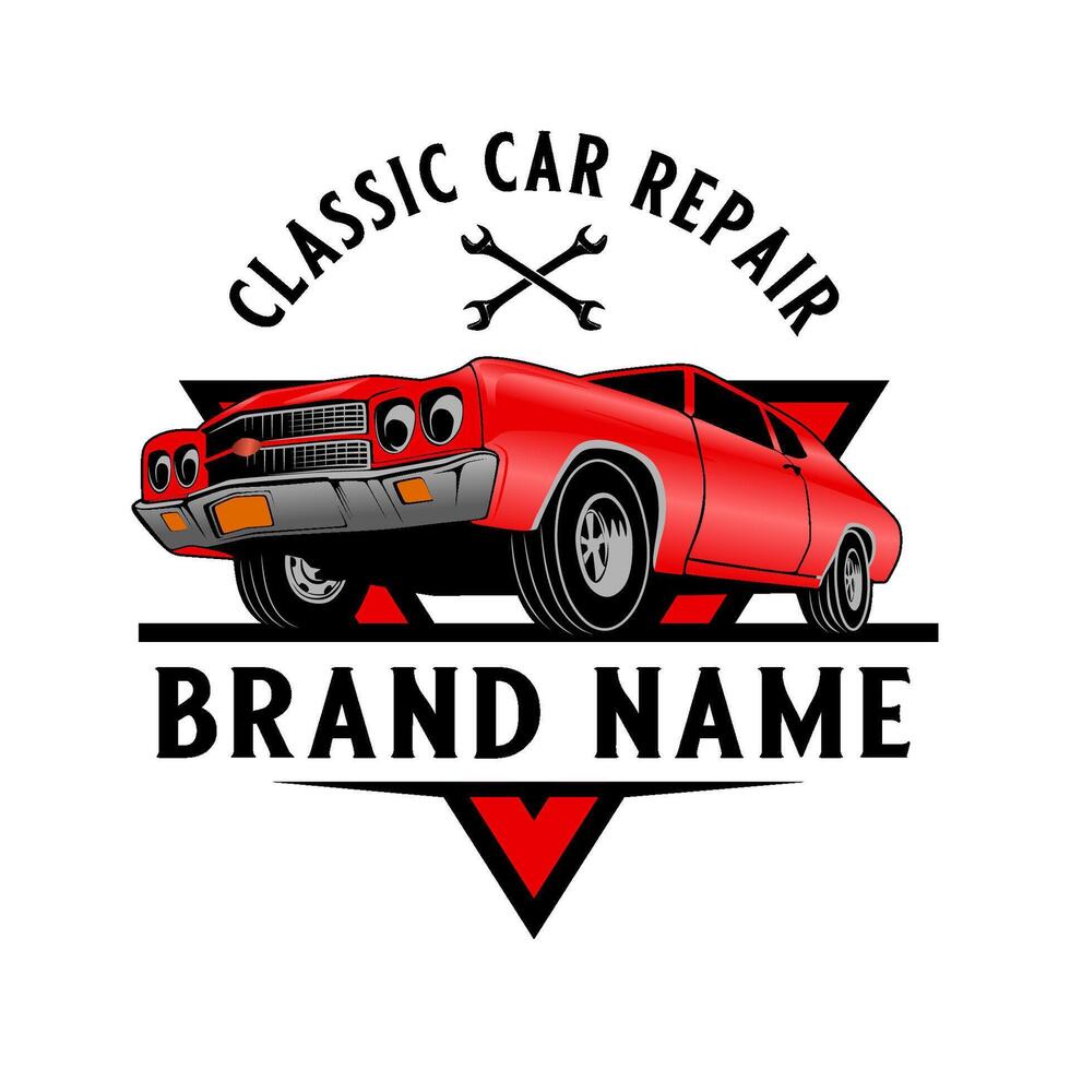 classic car vector logo. classic car theme with vintage style, for classic car business, and old car repair