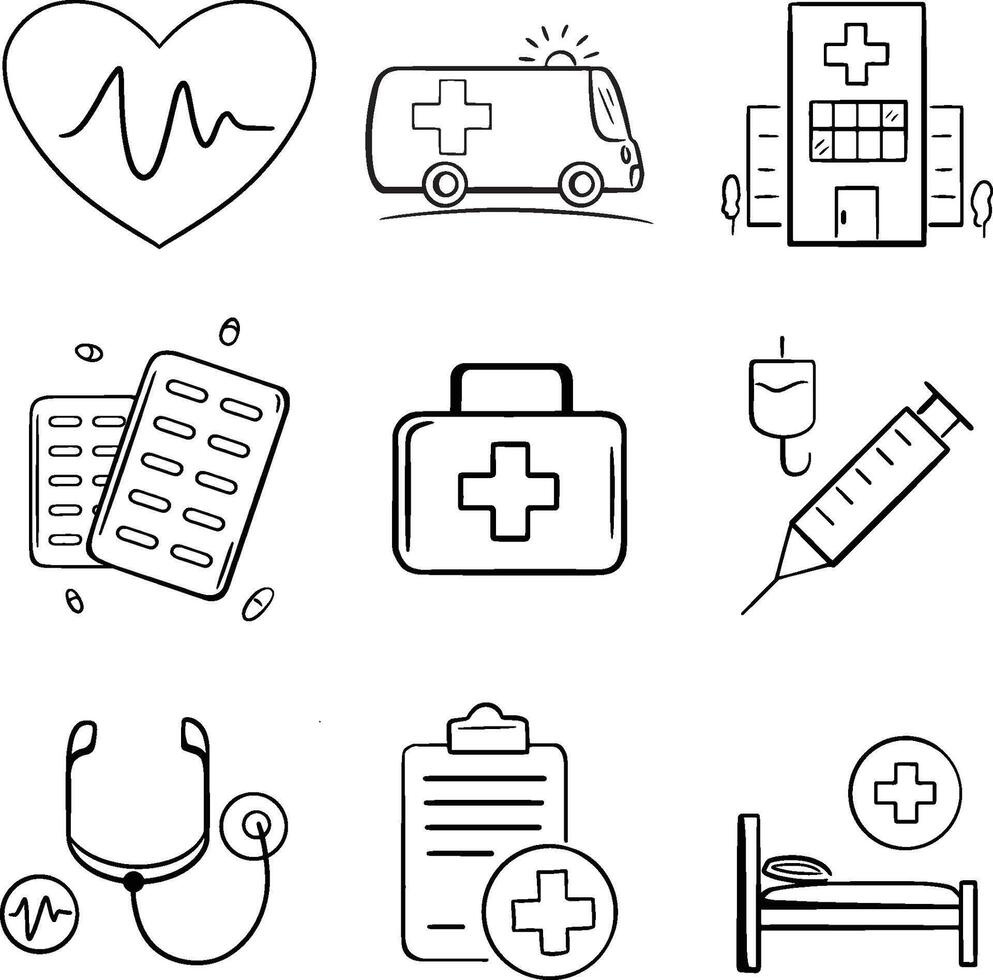 Hand draw solid black Illustration flat symbol hospital vector