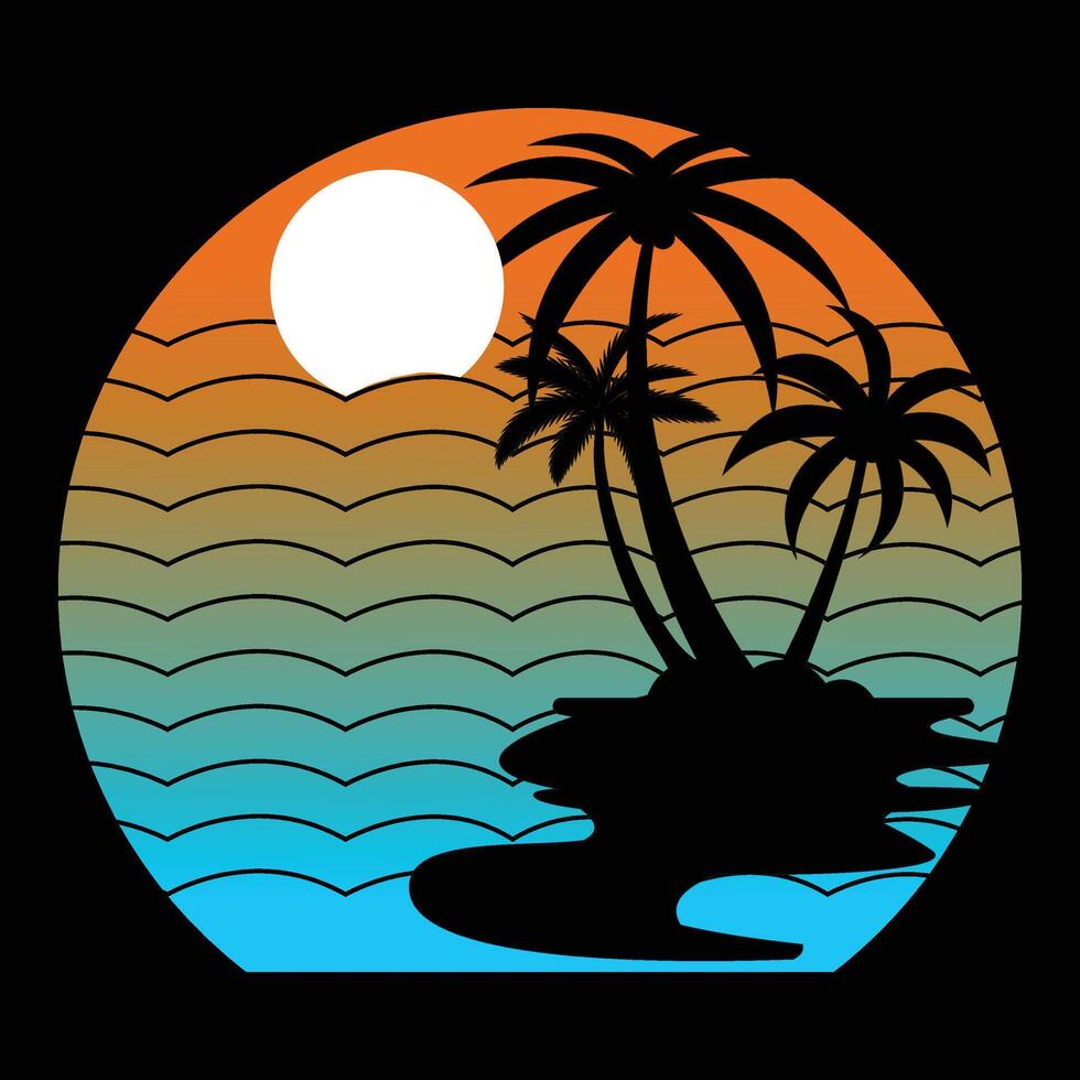 retro puesta de sol Clásico único vector diseño