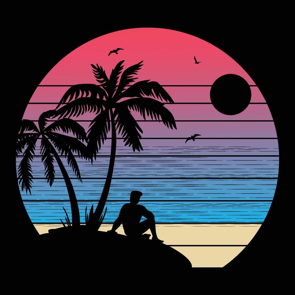 Retro See Beach Unique Design vector