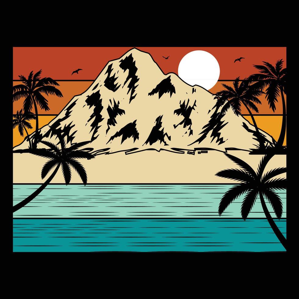 Retro Mountain See Beach Vintage Design vector