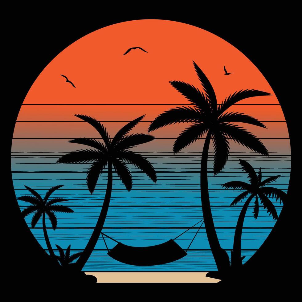 Retro See Beach Unique Vector Design