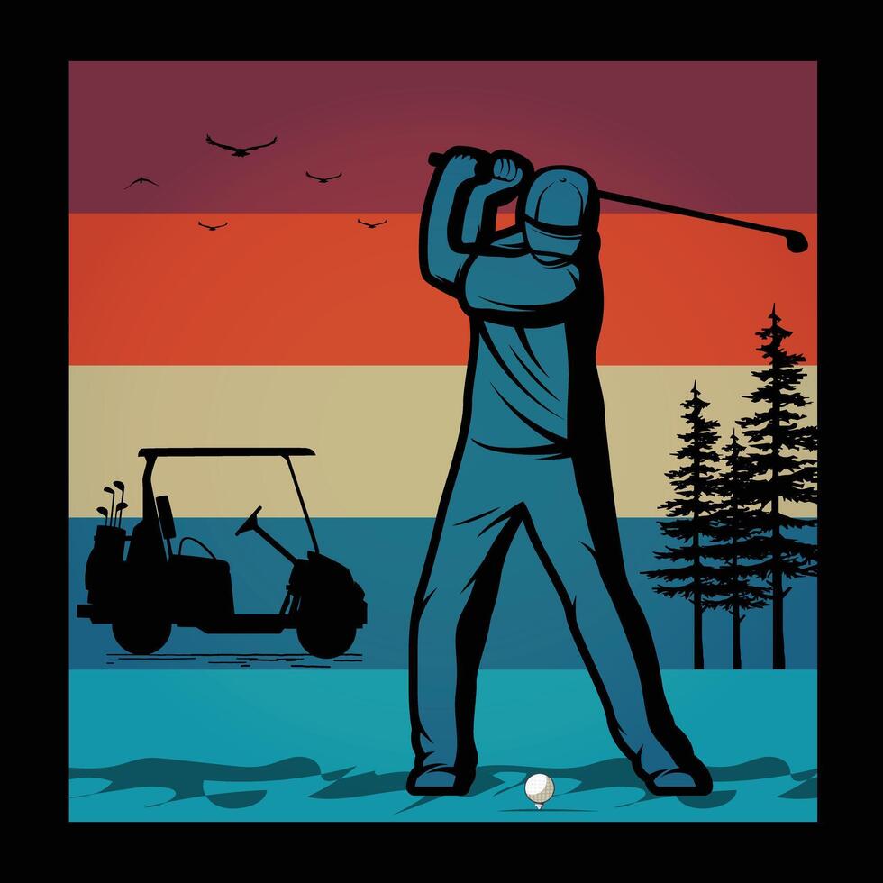 golf retro vector diseño