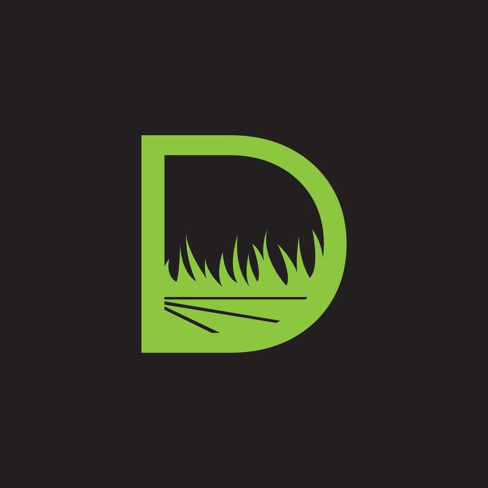 D letter lawn care initial logo design vector