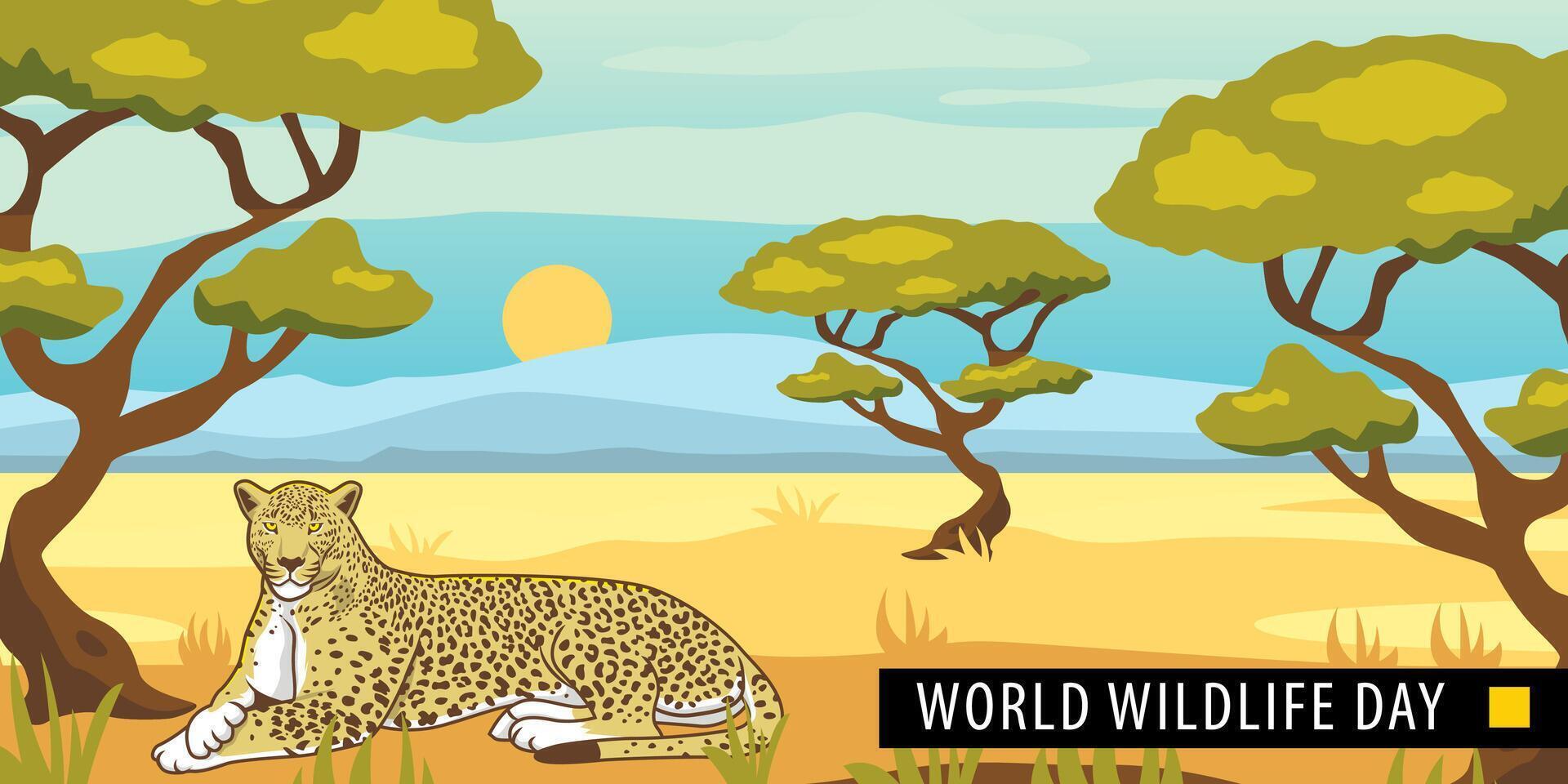 world wildlife day flat vector background design