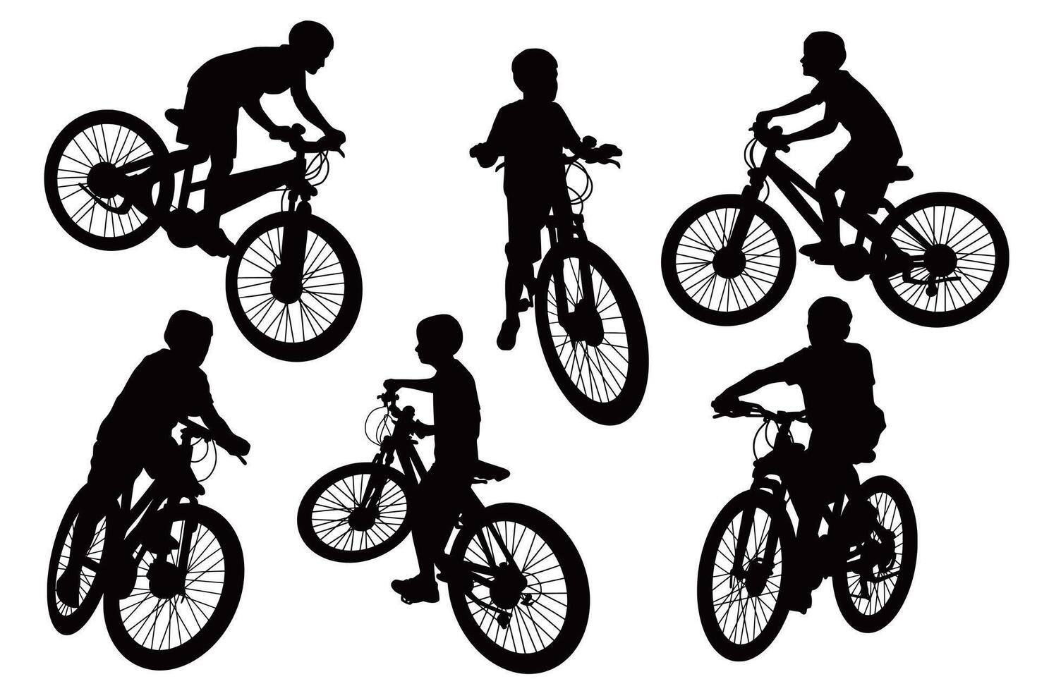 Boy cyclist silhouette vector