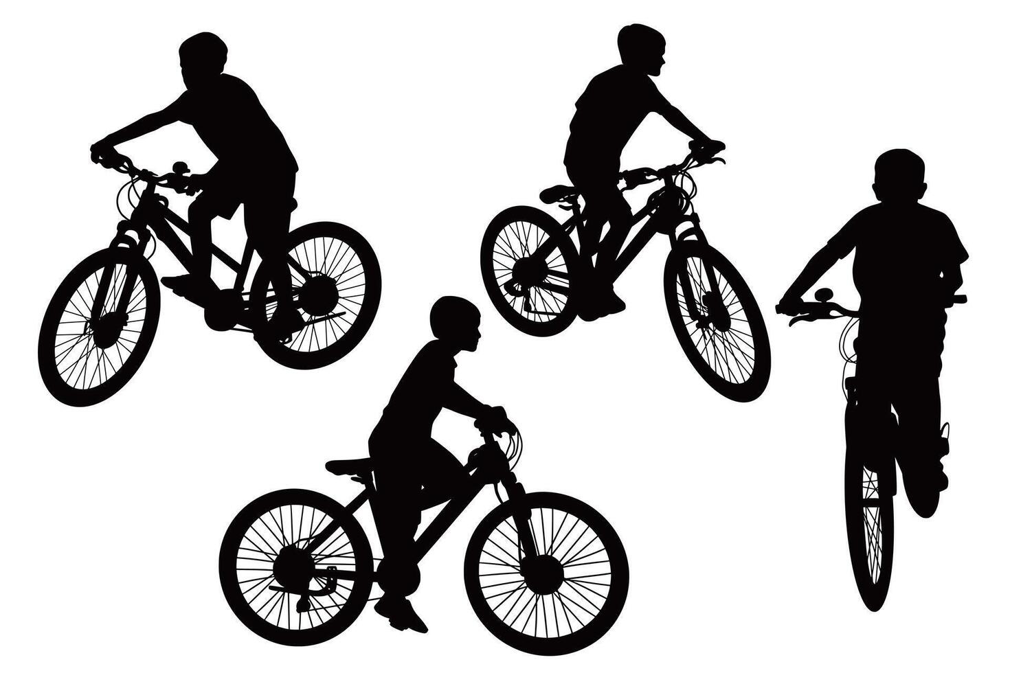 Boy cyclist silhouette vector