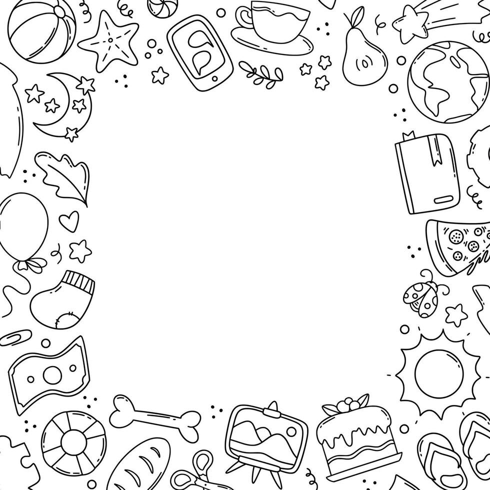 Cute doodle sketch framed background vector