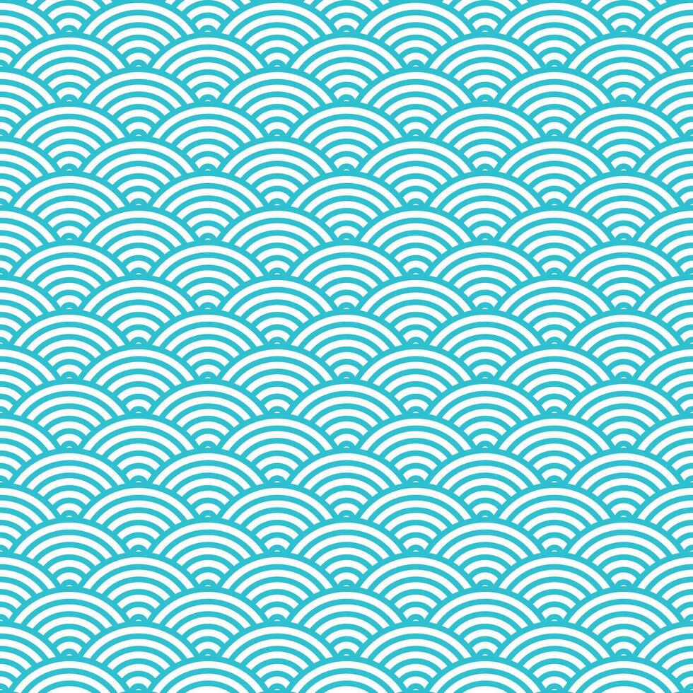 Japanese wave geometric seamless pattern, circle fish scale vector
