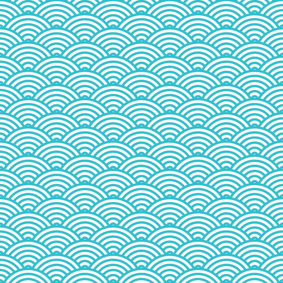 Japanese wave geometric seamless pattern, circle fish scale vector