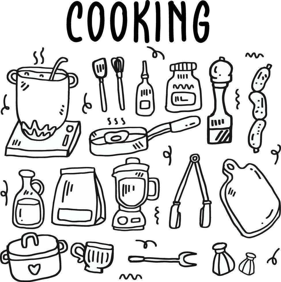 hand drawn cooking elements design. vector