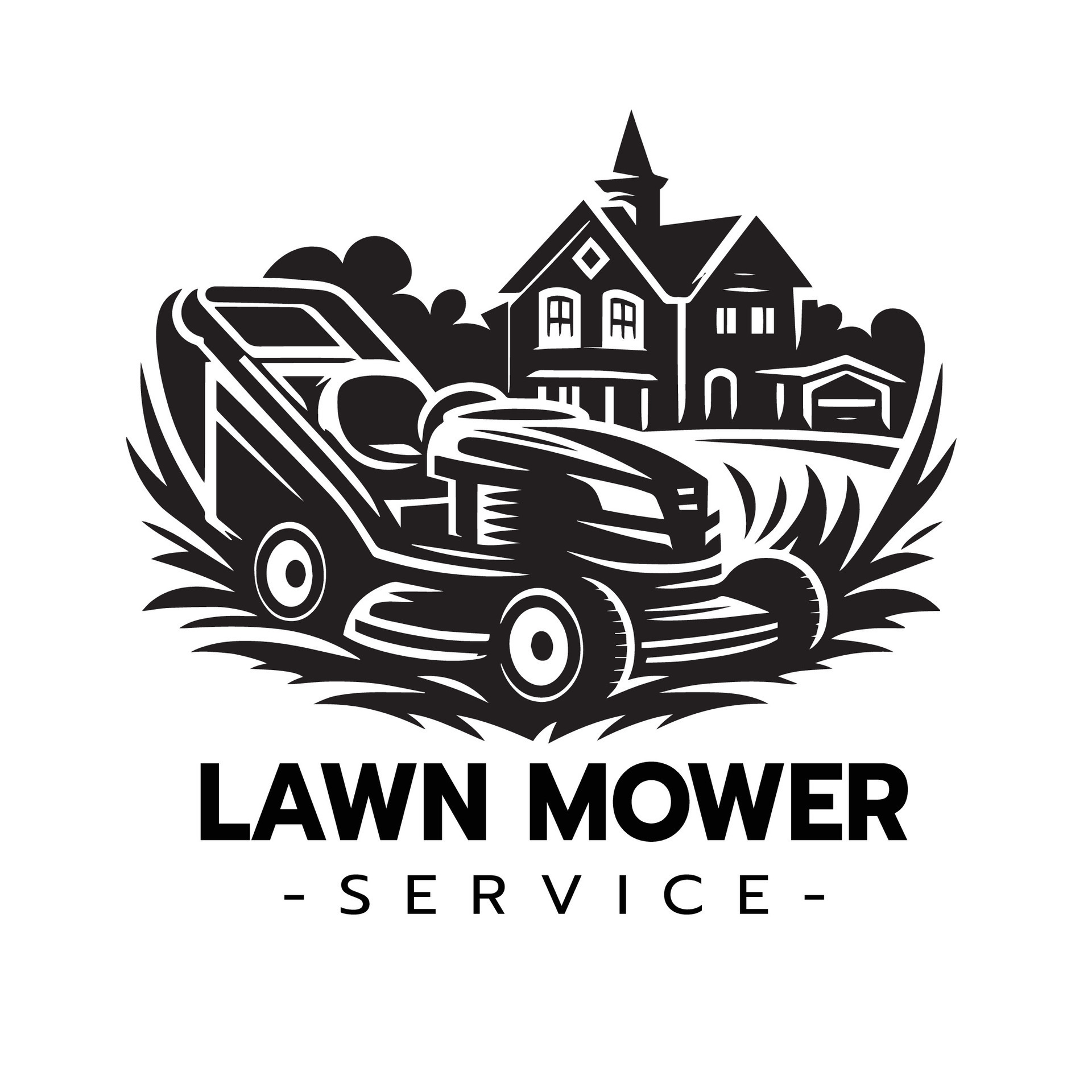 Lawn mower service logo,Lawn care gardening service logo icon isolated