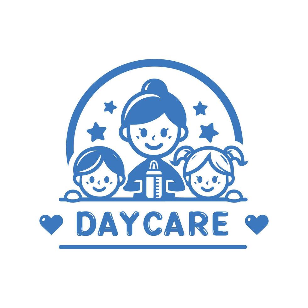 Daycare logo icon,Childcare logo,Kindergarten logo school concept isolated silhouette vector illustration