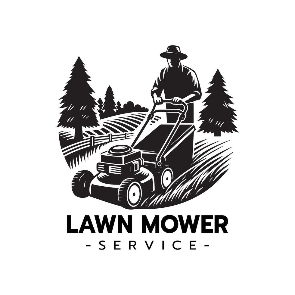 Lawn mower service logo,Lawn care gardening service logo icon isolated vector illustration