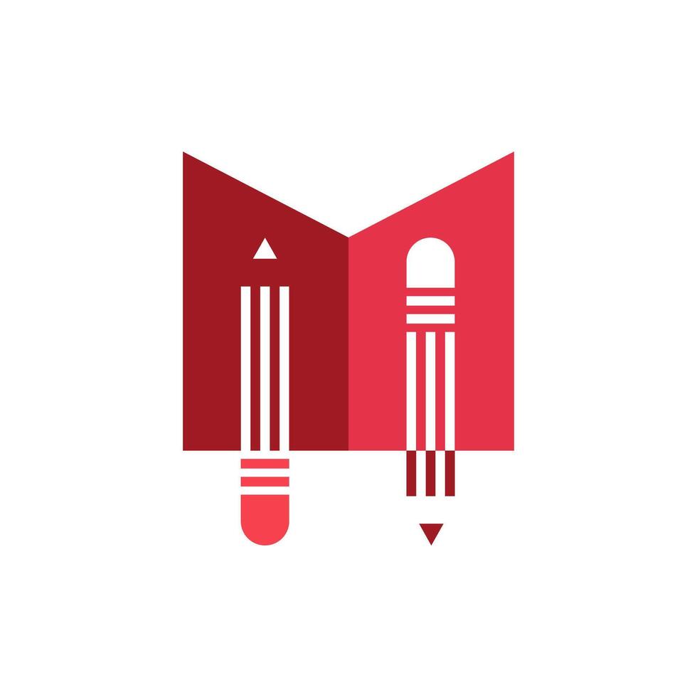 Letter M Pencil logo design template inspiration. Logo design template for education purposes. vector
