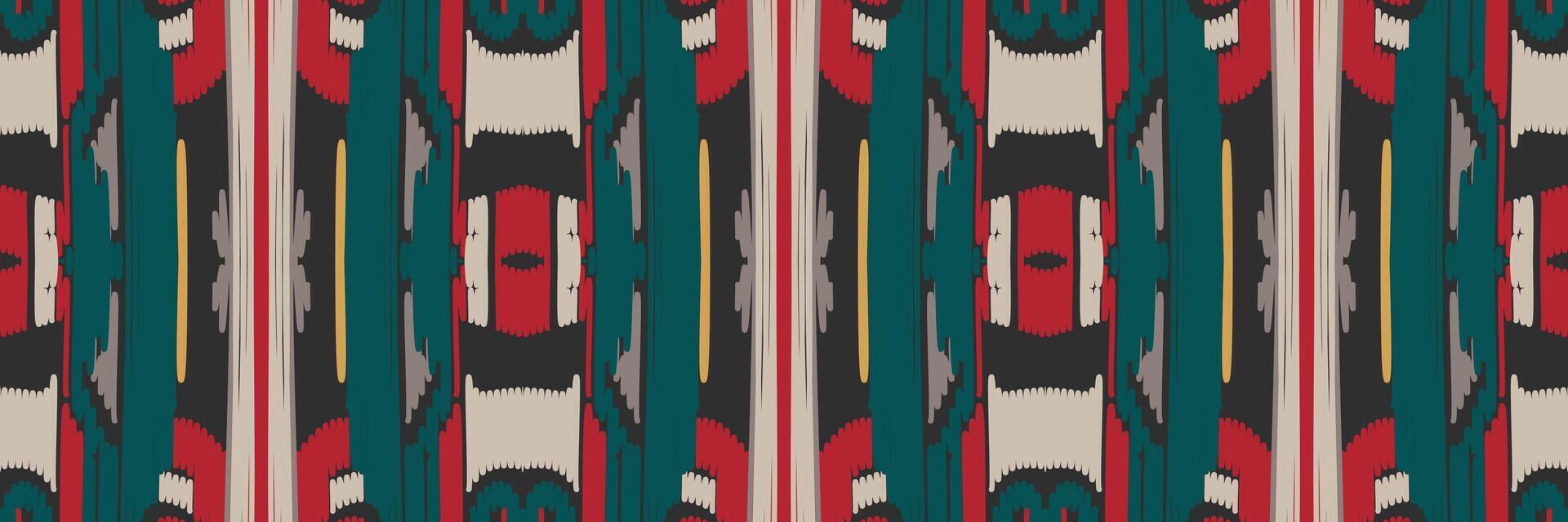 patrón étnico ikat sin costuras en tribal. diseño para fondo, papel pintado, ilustración vectorial, tela, ropa, moqueta, textil, batik, bordado. vector