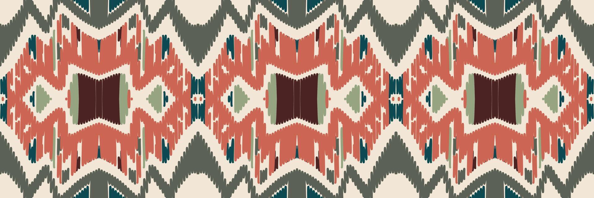 patrón étnico ikat sin costuras en tribal. diseño para fondo, papel pintado, ilustración vectorial, tela, ropa, moqueta, textil, batik, bordado. vector