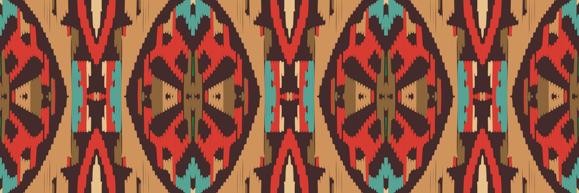 Ikat abstract geometric embroidery ethnic pattern design. Aztec fabric carpet mandala ornament chevron textile decoration wallpaper. Tribal boho native ethnic turkey traditional vector background