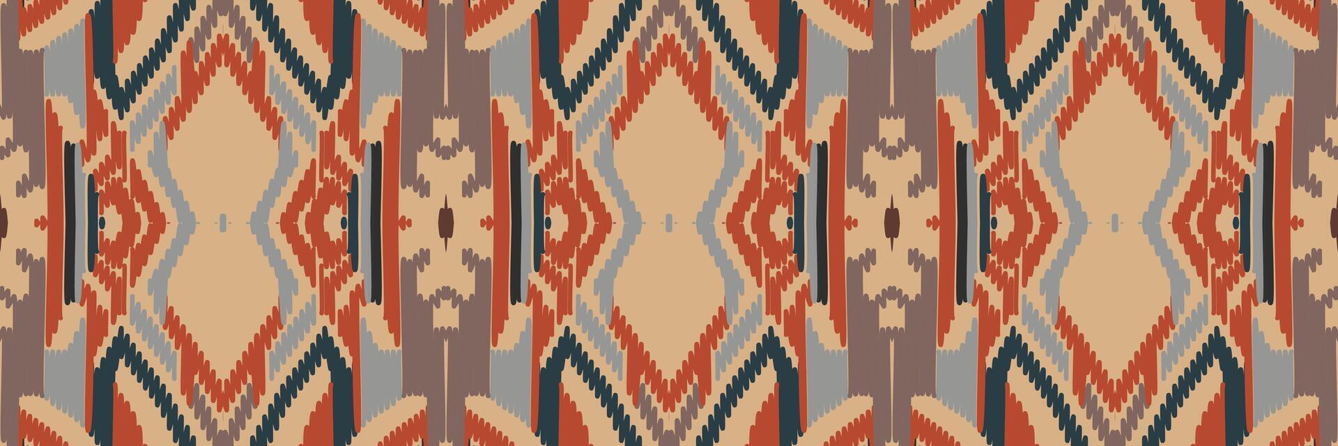 patrón étnico ikat sin costuras en tribal. diseño para fondo, papel pintado, ilustración vectorial, tela, ropa, moqueta, textil, batik, bordado. vector