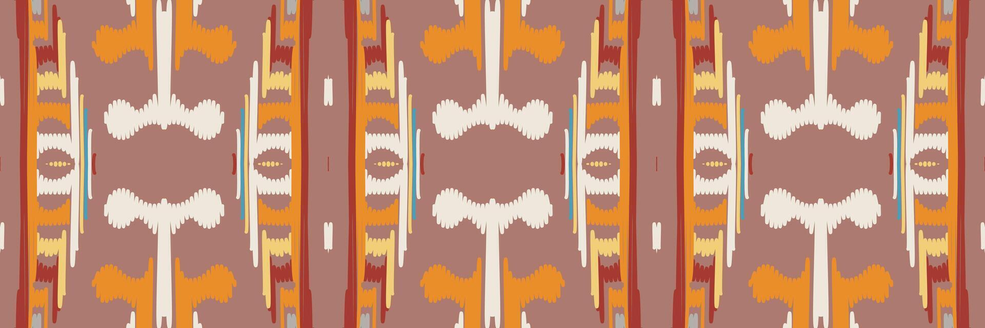 patrón étnico ikat sin costuras en tribal. diseño para fondo, papel pintado, ilustración vectorial, tela, ropa, moqueta, textil, batik, bordado. vector