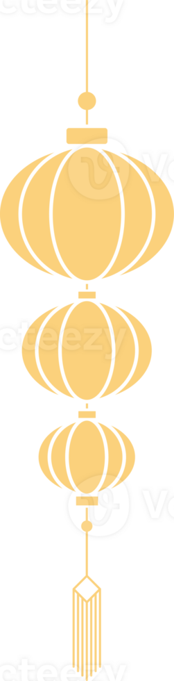 Chinese lanterns, illustrations and decorations for Asian New Year, flat design, 2D front view. png