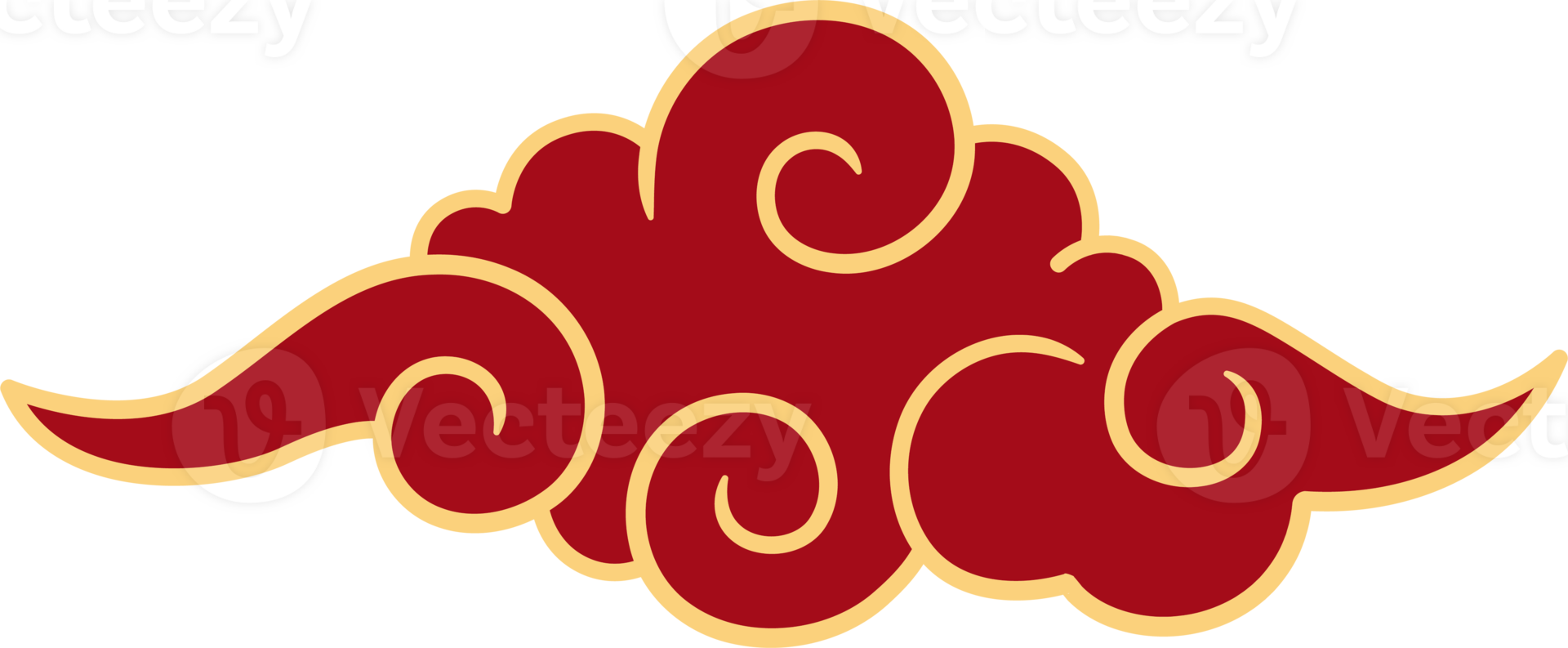 Chinese style cloud ornament, illustrations and decorations for Asian New Year, flat design, 2D front view. png