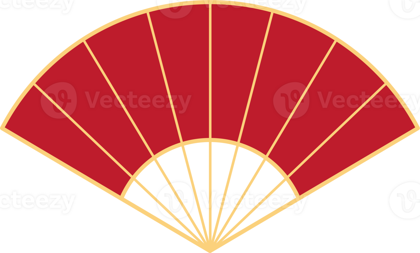 Folding Hand fan asian style, semicircular shape, illustration and decoration, flat design, 2D front view. png