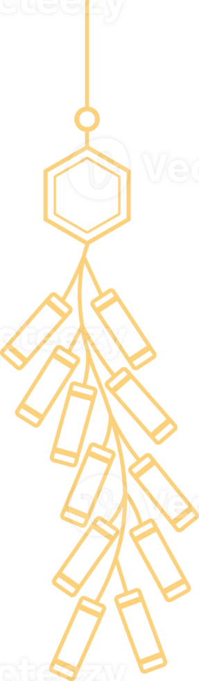 Hanging firecrackers chinese style, illustrations and decorations for Asian New Year, holiday celebration and greetings. flat design, 2D front view. png