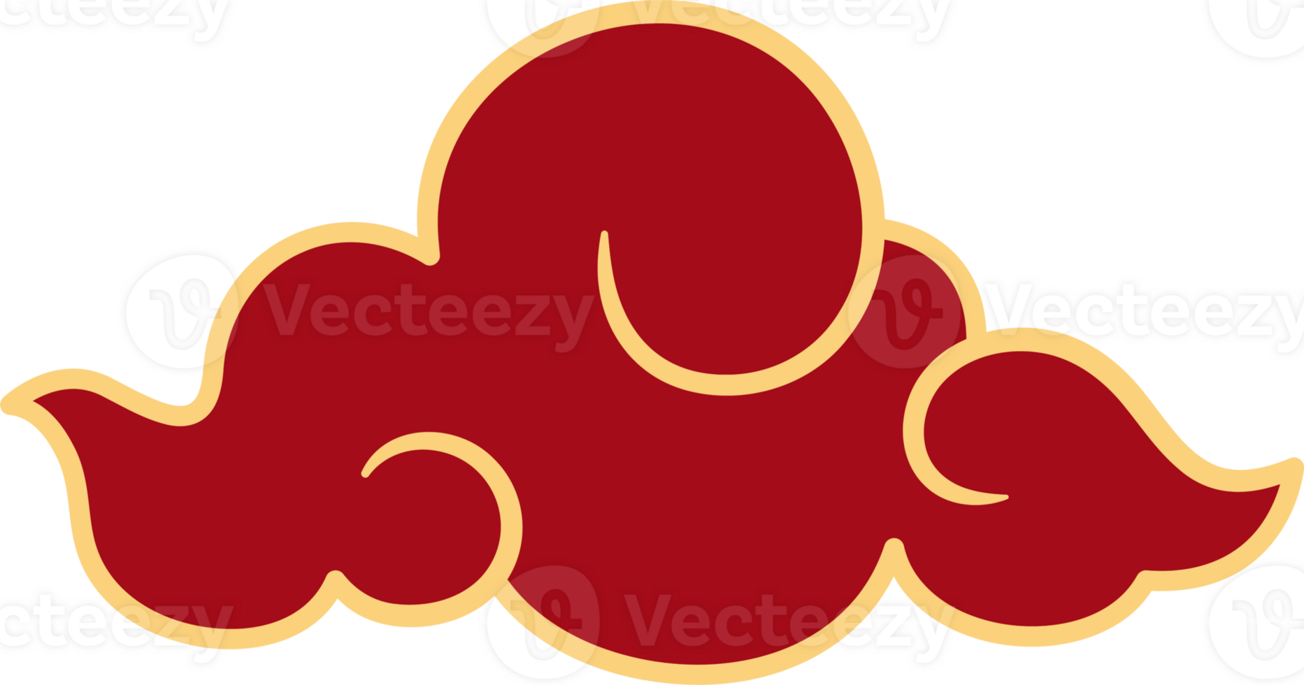 Chinese style cloud ornament, illustrations and decorations for Asian New Year, flat design, 2D front view. png