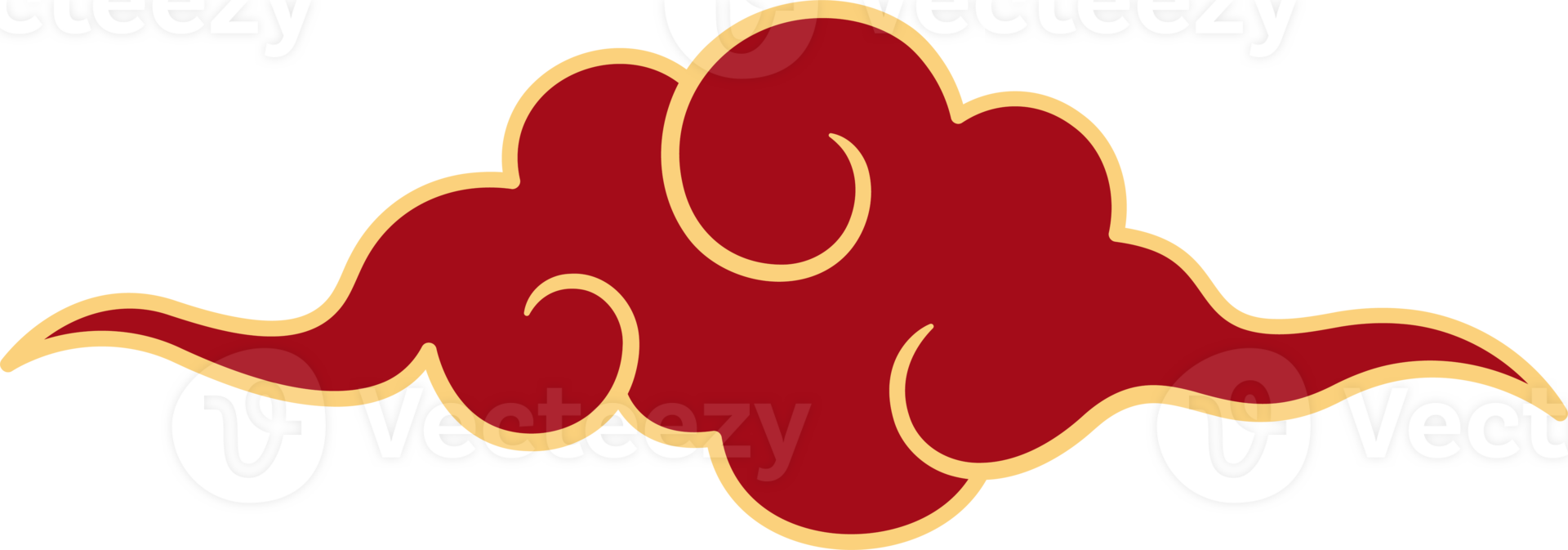 Chinese style cloud ornament, illustrations and decorations for Asian New Year, flat design, 2D front view. png