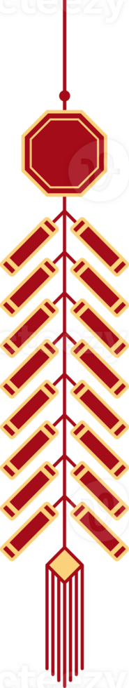 Hanging firecrackers chinese style, illustrations and decorations for Asian New Year, holiday celebration and greetings. flat design, 2D front view. png