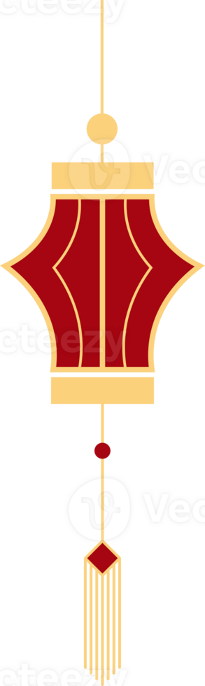 Chinese lanterns, illustrations and decorations for Asian New Year, flat design, 2D front view. png