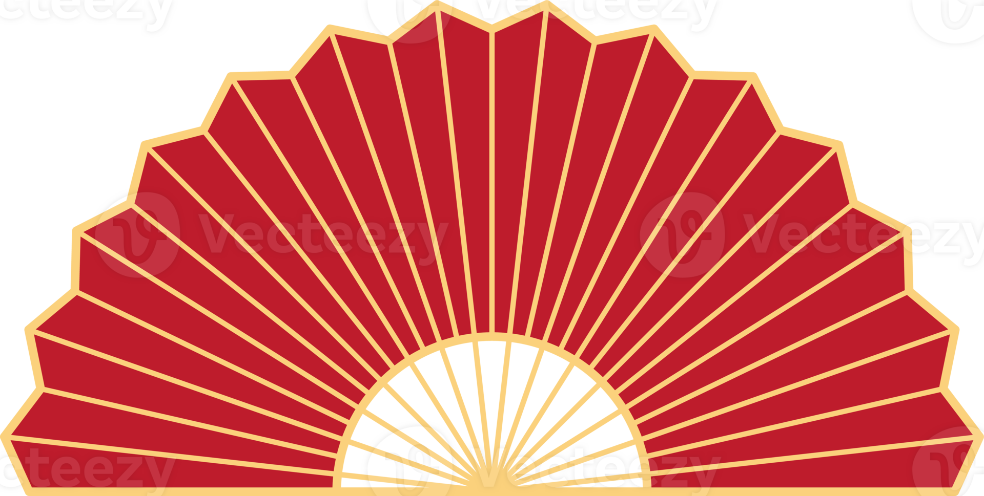 Folding Hand fan asian style, semicircular shape, illustration and decoration, flat design, 2D front view. png