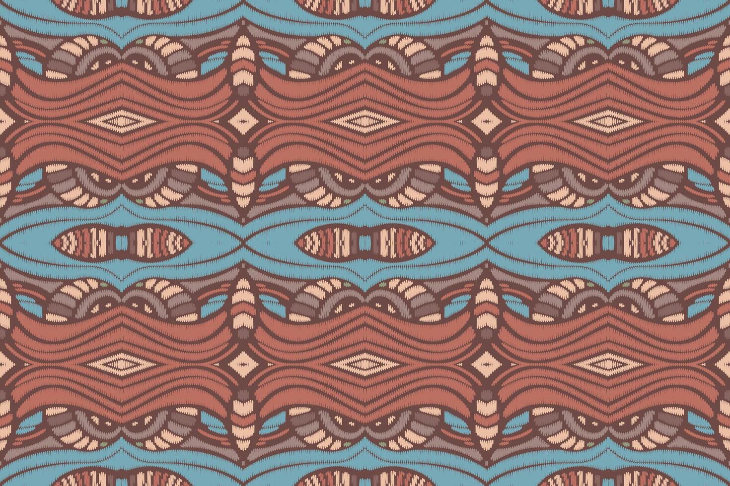 tela ikat de patrones sin fisuras estilo de bordado tradicional étnico geométrico. diseño para fondo, alfombra, estera, sarong, ropa, ilustración vectorial. vector