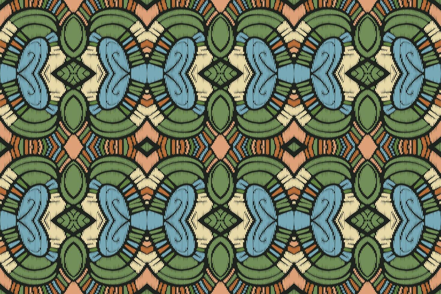 tela ikat de patrones sin fisuras estilo de bordado tradicional étnico geométrico. diseño para fondo, alfombra, estera, sarong, ropa, ilustración vectorial. vector