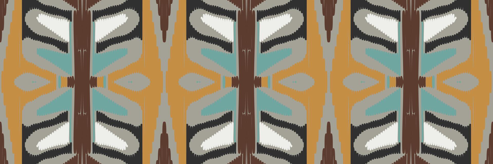 patrón étnico ikat sin costuras en tribal. diseño para fondo, papel pintado, ilustración vectorial, tela, ropa, moqueta, textil, batik, bordado. vector