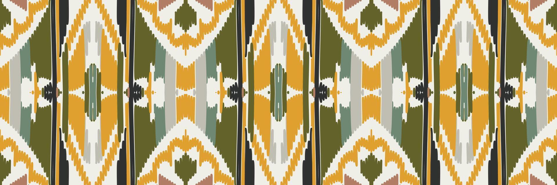 arte de patrones étnicos abstractos. patrón sin costuras ikat en tribal. diseño para fondo, papel tapiz, ilustración vectorial, tela, ropa, alfombra, bordado. vector