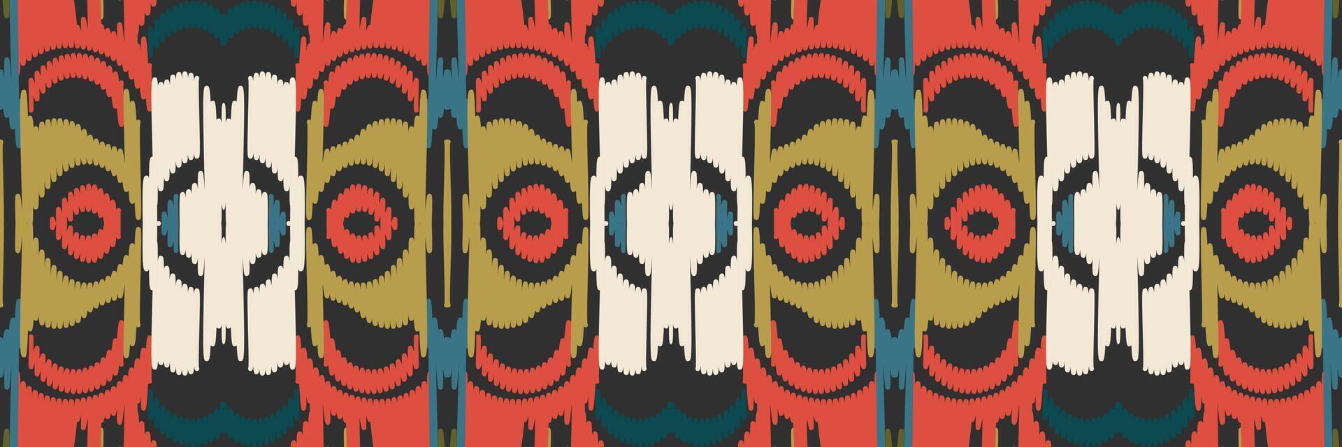 diseño de patrón étnico de bordado geométrico abstracto ikat. tela azteca alfombra mandala ornamento chevron textil decoración papel pintado. tribal boho nativo étnico pavo tradicional vector de fondo