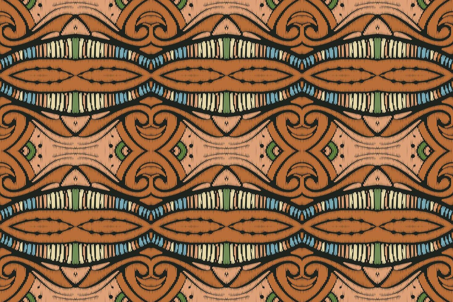 tela ikat de patrones sin fisuras estilo de bordado tradicional étnico geométrico. diseño para fondo, alfombra, estera, sarong, ropa, ilustración vectorial. vector