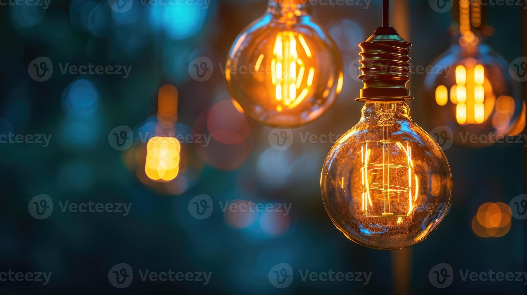 AI generated Retro luxury light bulb decor glows, creating a beautiful abstract background ambiance, Ai Generated. photo