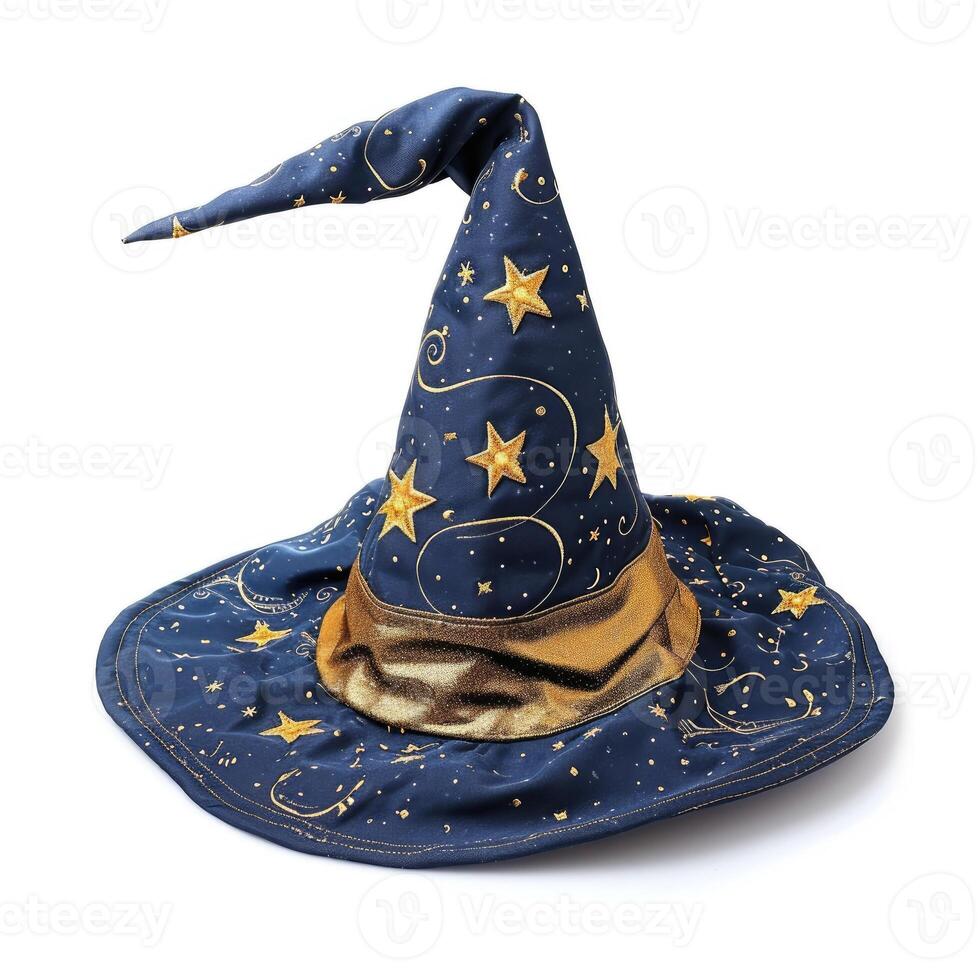 AI generated Fabric magic wizard hat isolated on a white background, perfect for fantasy themes, Ai Generated. photo