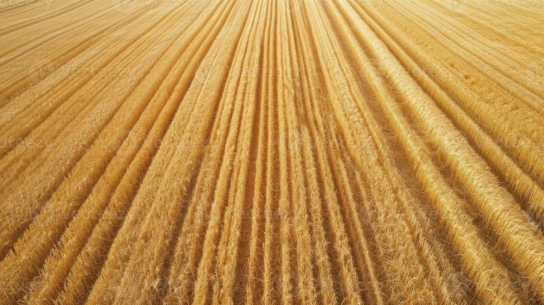 AI generated Aerial view showcases golden wheat fields in full harvest season, a bounty of abundance, Ai Generated photo